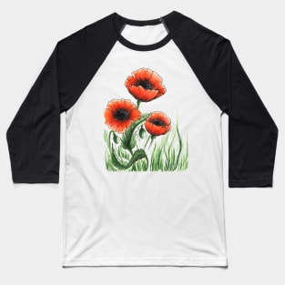 "Poppy flowers" Baseball T-Shirt